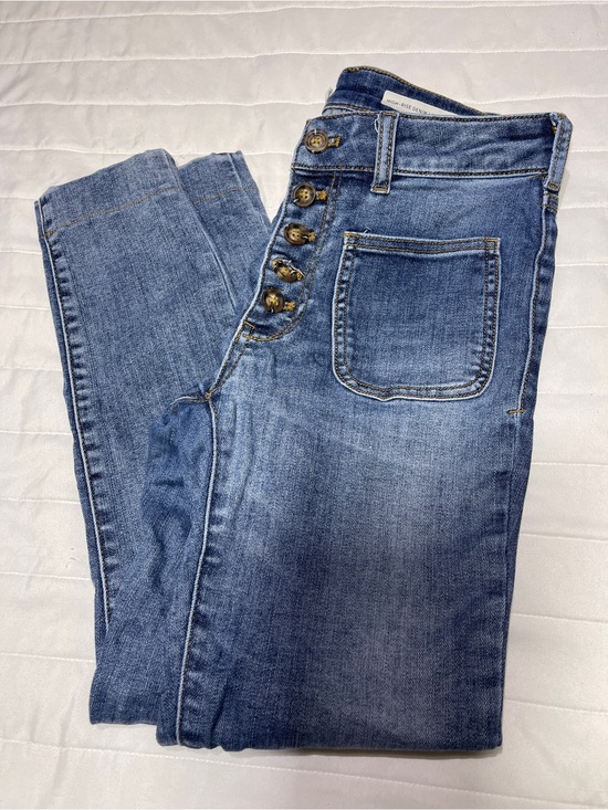 Pilcro Denim - Pilcro Skinny High-Rise Button-Fly Blue Jeans